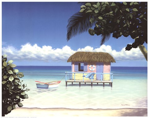 Framed Island Hut Print