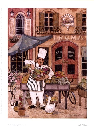 Framed Chef At Market Print