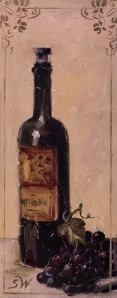 Framed Red Wine With Grapes Print