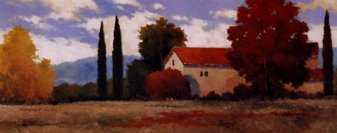 Framed Burgundy Farmhouse I Print