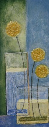 Framed Blooms On Blue I Print