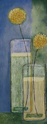 Framed Blooms On Blue II Print