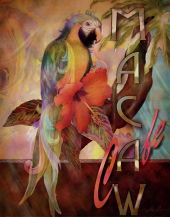 Framed Macaw Cafe Print
