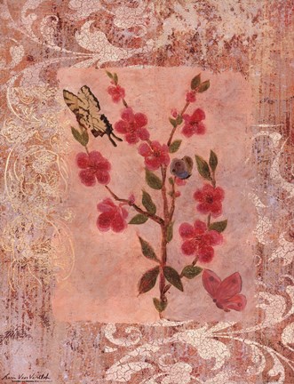 Framed Butterflies And Blossoms III Print