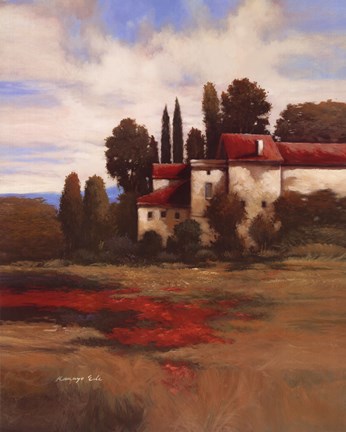 Framed Red Roofs I Print