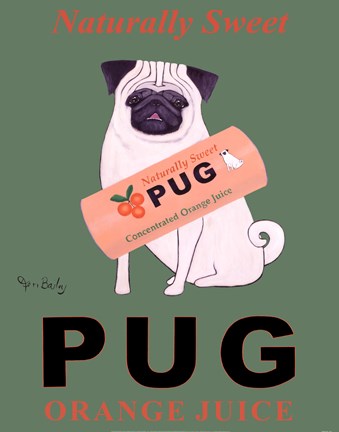 Framed Pug Orange Juice Print