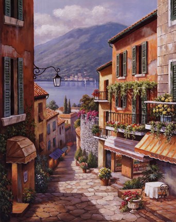 Framed Village Steps Print