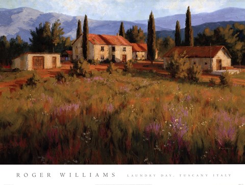 Framed Laundry Day, Tuscany Italy Print