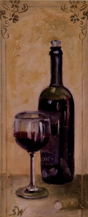 Framed Red Wine With Glass Print