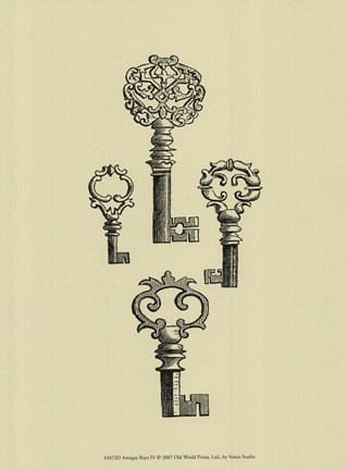 Framed Antique Keys IV Print
