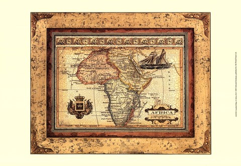 Framed Crackled Map Of Africa Print