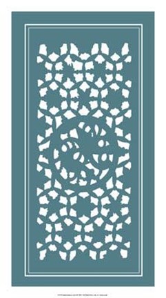 Framed Shoji Screen In Teal II Print