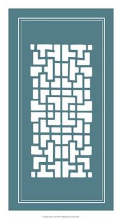 Framed Shoji Screen In Teal III Print