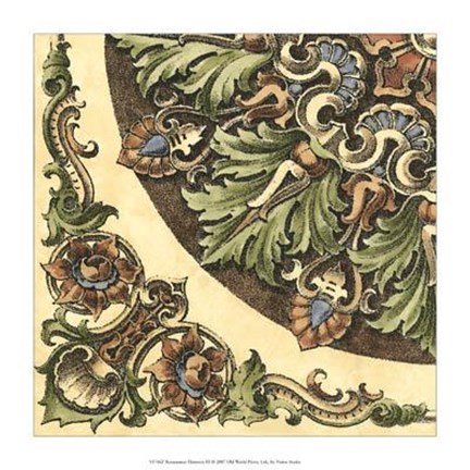 Framed Renaissance Elements III Print