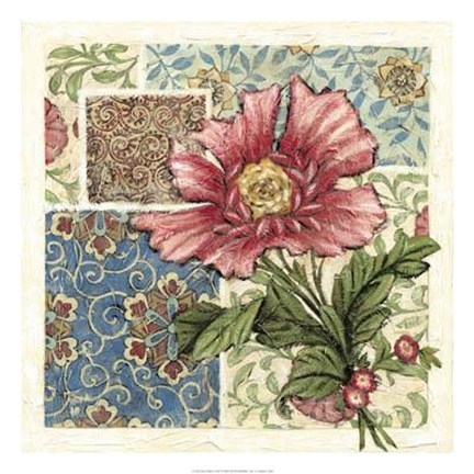 Framed Rose Chintz I Print