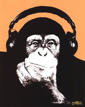 Framed Headphones Monkey Print
