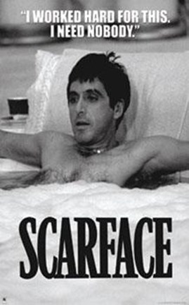 Framed Scarface - Tub B+W Print
