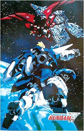 Framed Gundam Wing - In Orbit Print