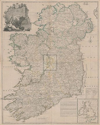 Framed Map of the Kingdom of Ireland, Print