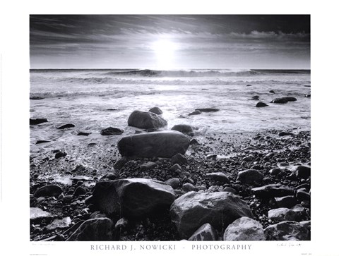 Framed Sun Surf and Rocks Print