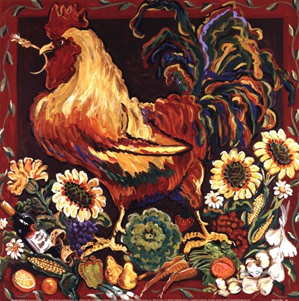 Framed Rooster Harvest Print