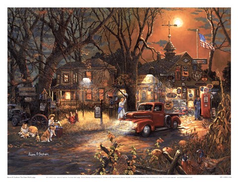 Framed Silver Wolf Lodge Print