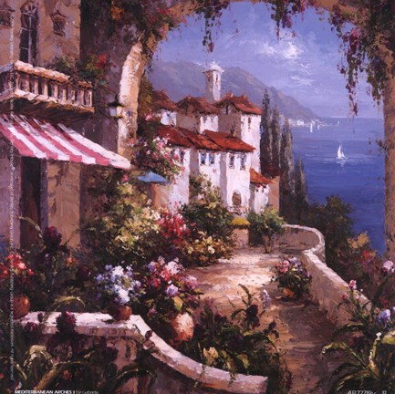 Framed Mediterranean Arches I Print