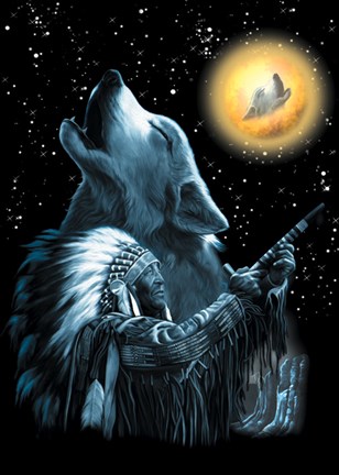 Framed Wolf Moon - Native American Print