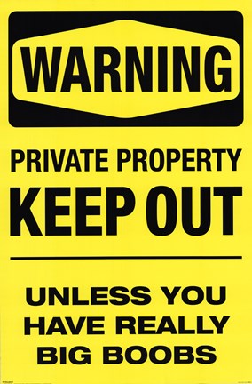 Framed Warning - (Boobs) Print