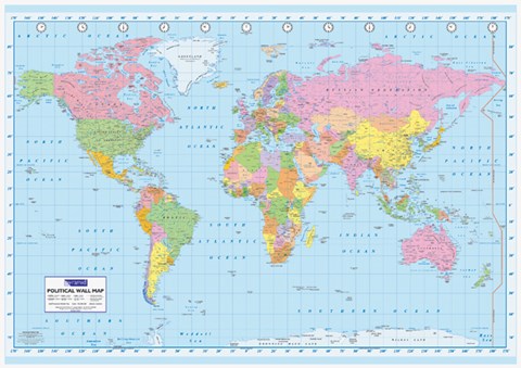Framed Political World Map, c.2007 (oversized) Print
