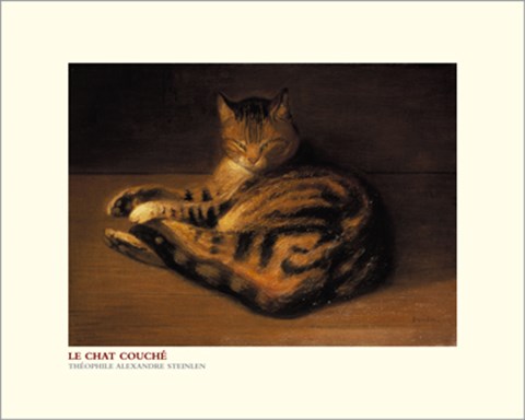 Framed Le Chat Couche Print