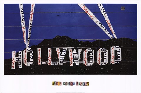 Framed Hollywood Sign At Night Print