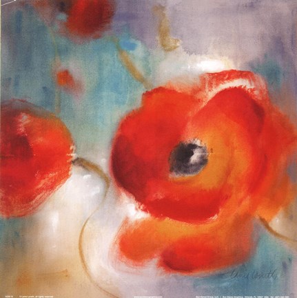 Framed Scarlet Poppies In Bloom II Print