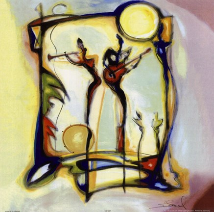 Framed Spotlight On Guitar Print