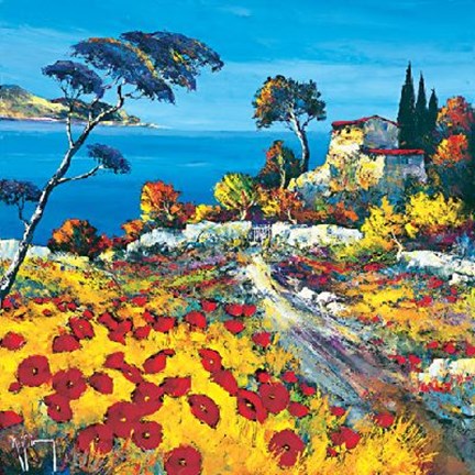 Framed Roger Keiflin - Vers Mon Cabanon Size 27.5x27.5 Print