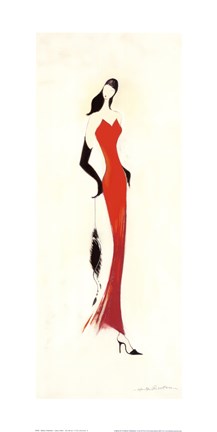 Framed Lady in Red I Print