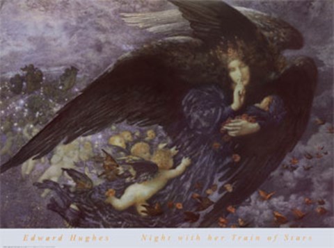 Framed Night With Her Train Of Stars Poster Print