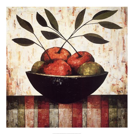 Framed Fruit Bowl on Silk Print