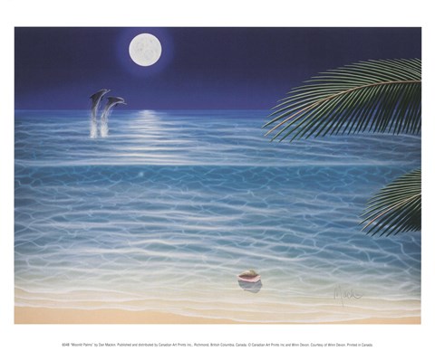 Framed Moonlit Palms Print