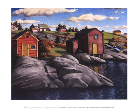 Framed Hunting and Fishing Print