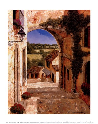 Framed Going Down to the Village Print