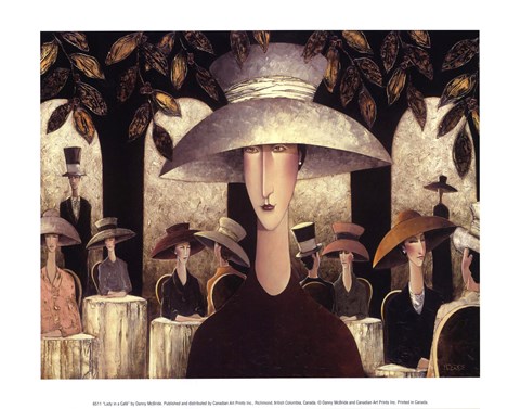 Framed Lady in a Cafe Print