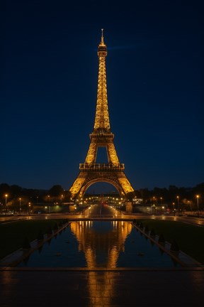 Framed Eiffel Tower at Night Print