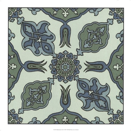 Framed Mediterranean Tile I Print