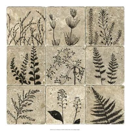 Framed Stone Tile Silhouette I Print