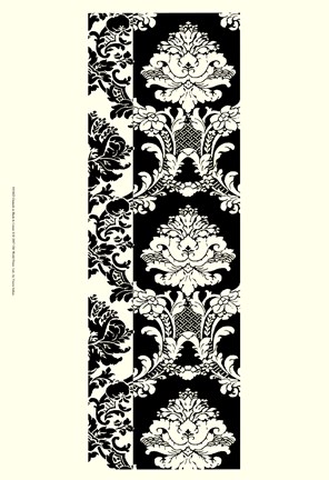 Framed Damask In Black And Cream II Print