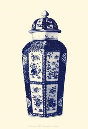 Framed Manor Porcelain In Blue III Print