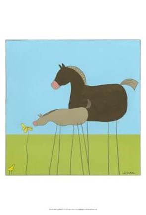 Framed Stick-Leg Horse II Print