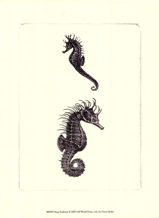 Framed Sepia Seahorse Print