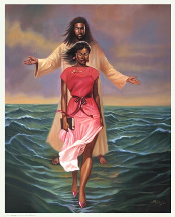 Framed He Walks With Me Print